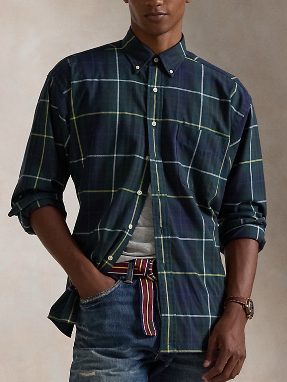 RALPH LAUREN - The Plaid Button Down Shirt Classic Fit Sz Large